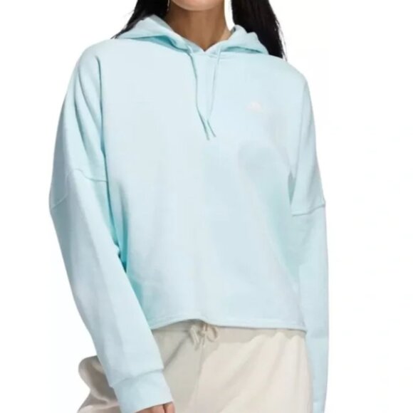 NWT Adidas Womens Cropped Hoodie Size Small Halo Mint - Picture 1 of 3